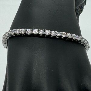 Sterling Silver Plated Tennis Bracelet Made With Swarovski Crystal